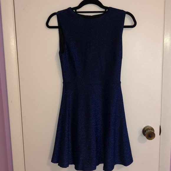 Lulus blue sparkly halter skater dress - Picture 3 of 3